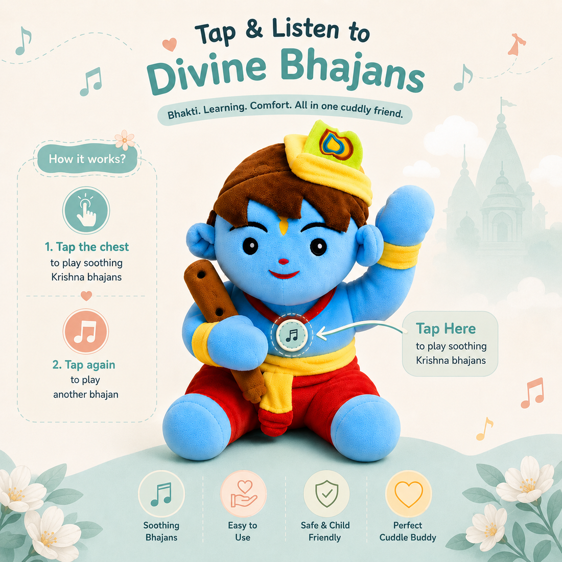Lord Krishna Plush Toy with Mantra Chanting